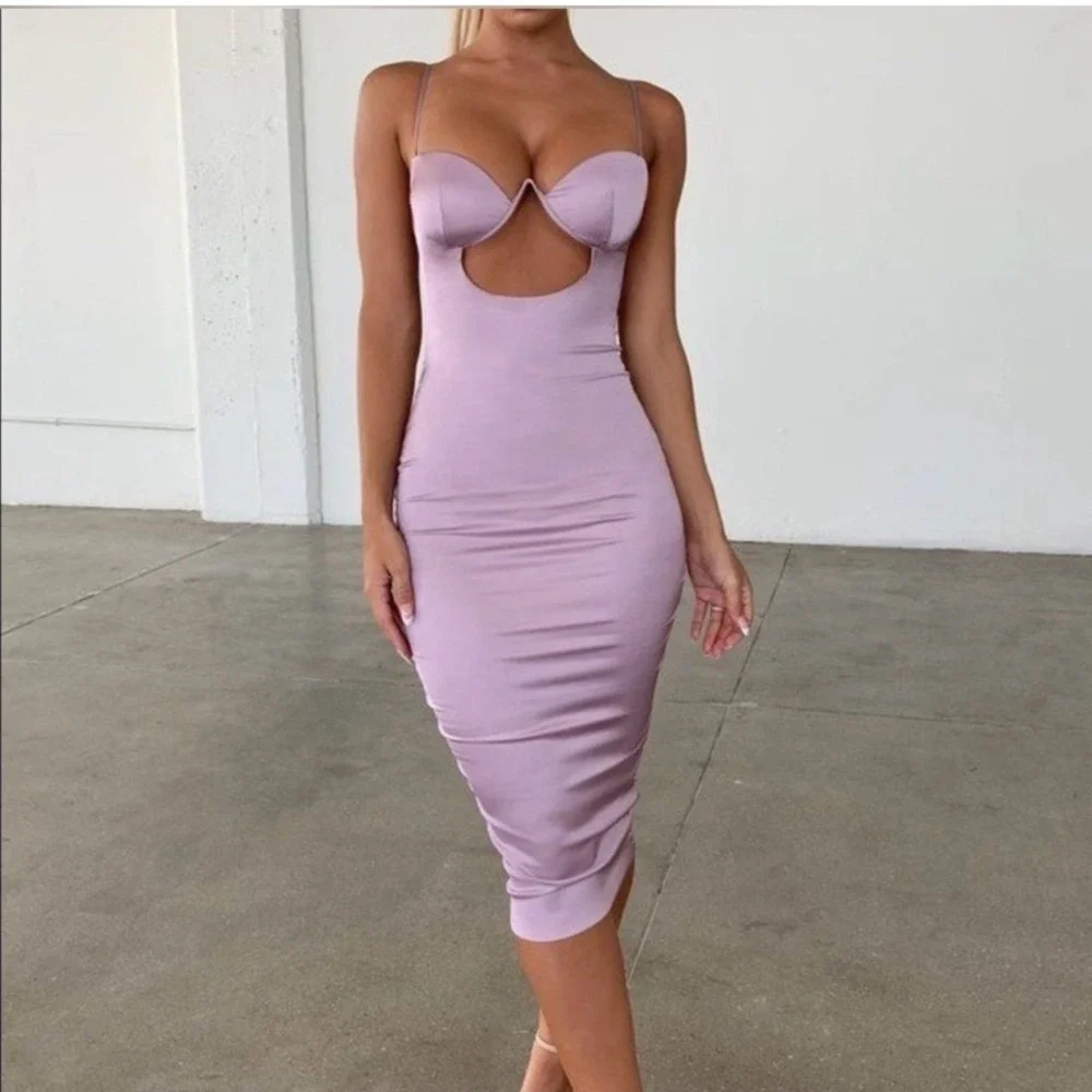 Oh Polly | Dresses | Oh Polly Underwire Cutout Satin Midi Dress 8 Mauve
